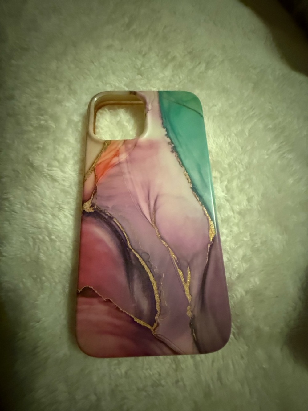 Stylish Multicolor Marble iPhone 12 Case with Gold Accents